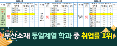 부산소재 동일계열 학과 중 취업률 1위